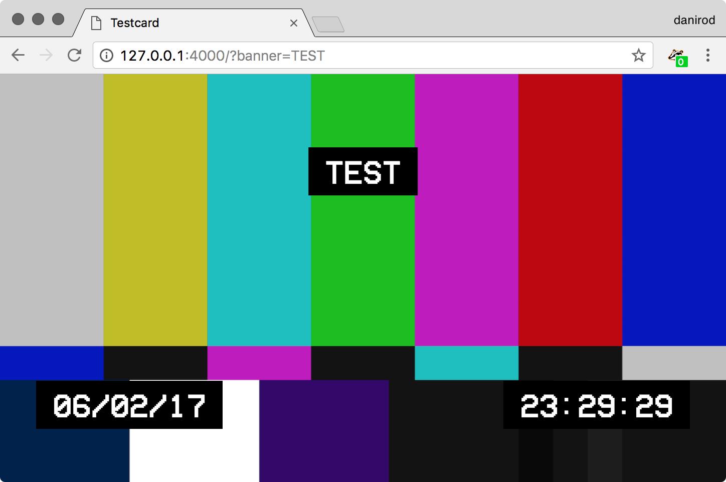 Test card with a parameter