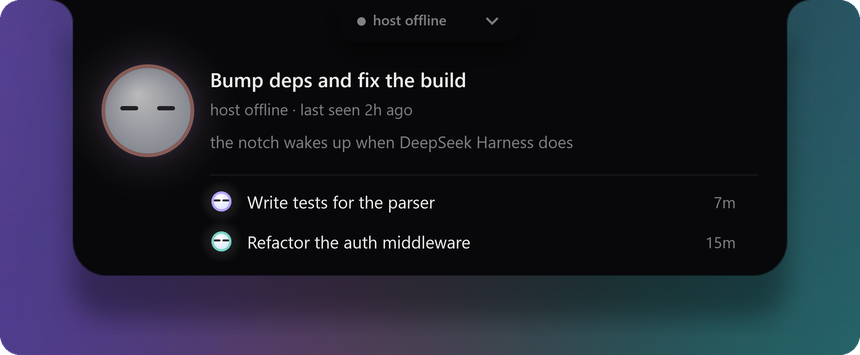 Host offline: the tab is grey, the bot is asleep, and the board says when it last heard from the host