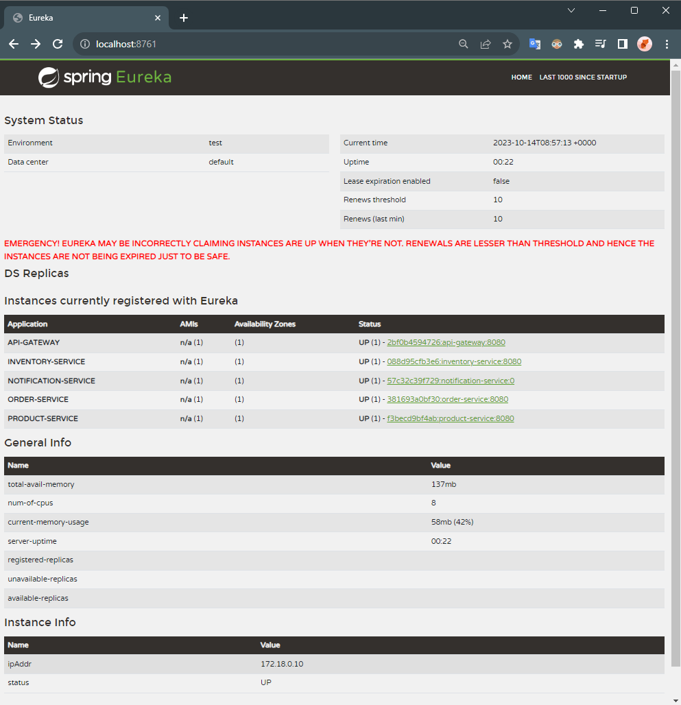 Eureka Dashboard