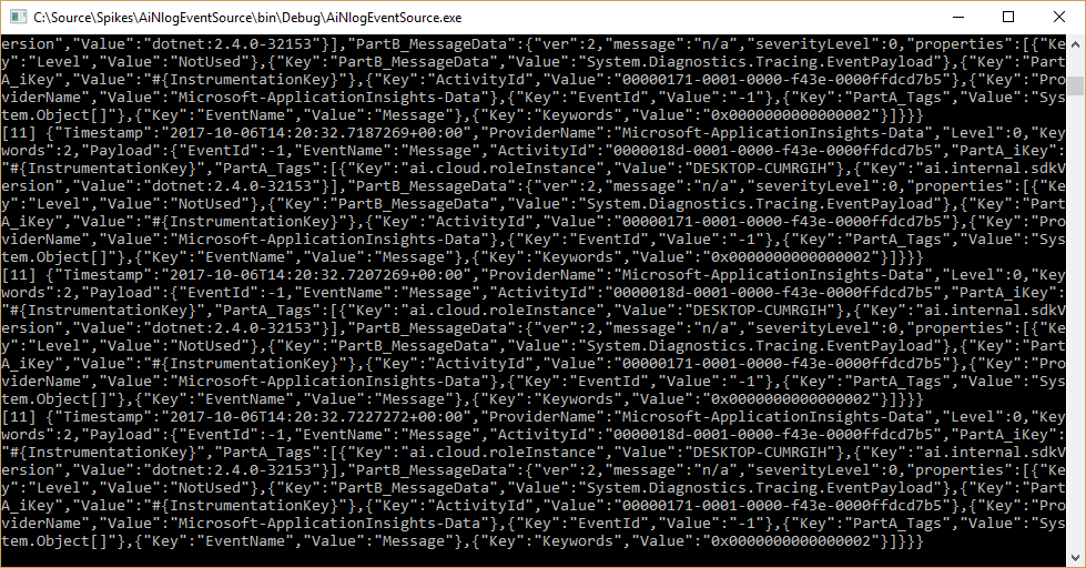 Console output