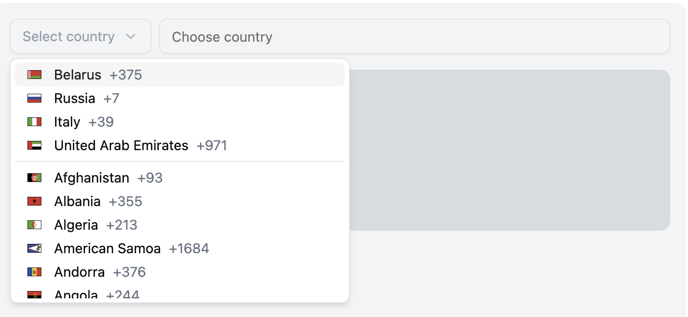 Favorite countries