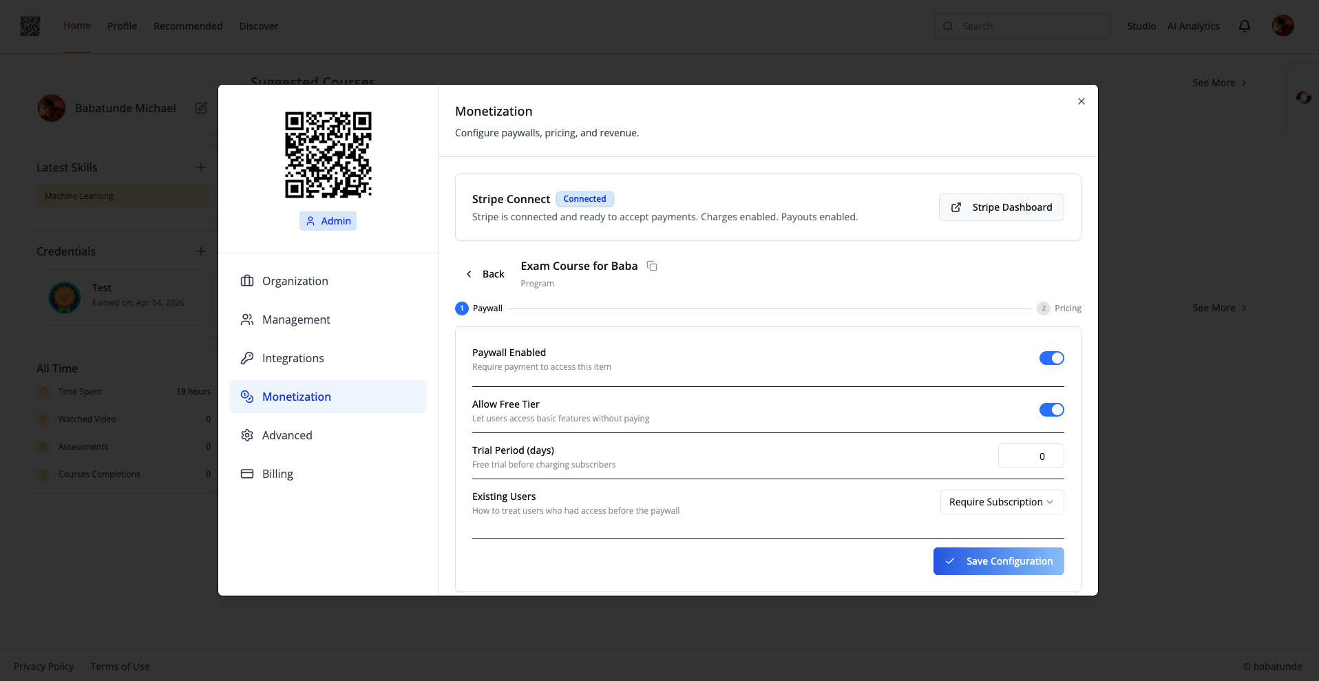 Paywall configuration step
