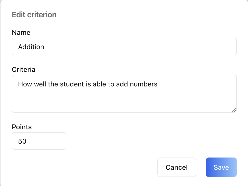 Edit Criterion Modal