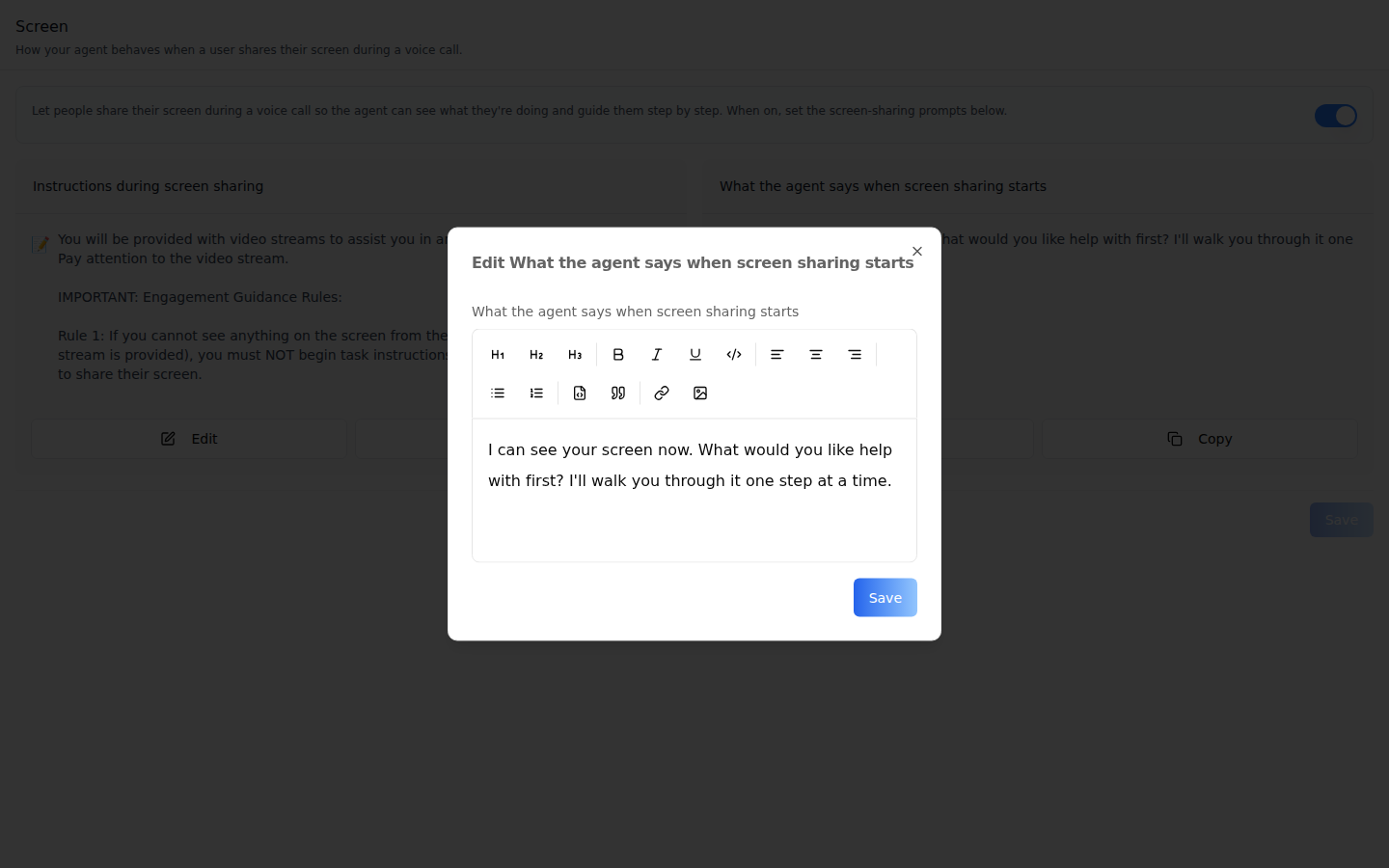 Screen tab -- edit prompt dialog