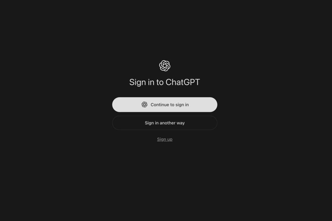 The ChatGPT app's Sign in to ChatGPT screen
