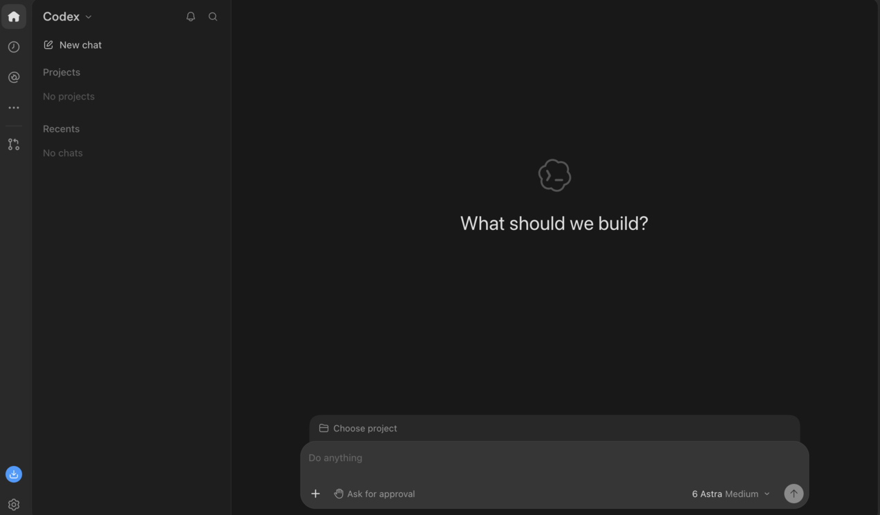 Codex in the ChatGPT app, signed in: What should we build?