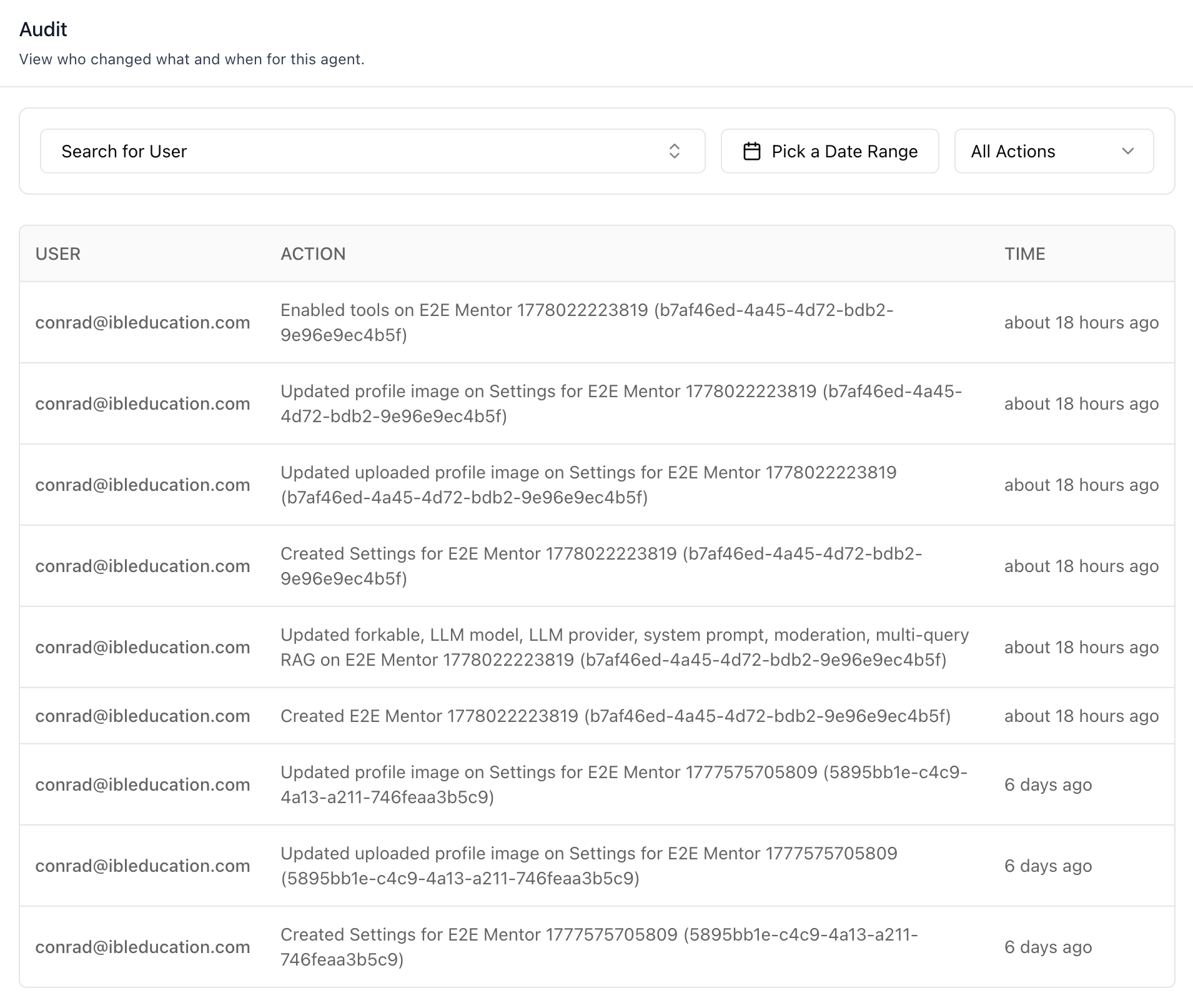 Audit Tab
