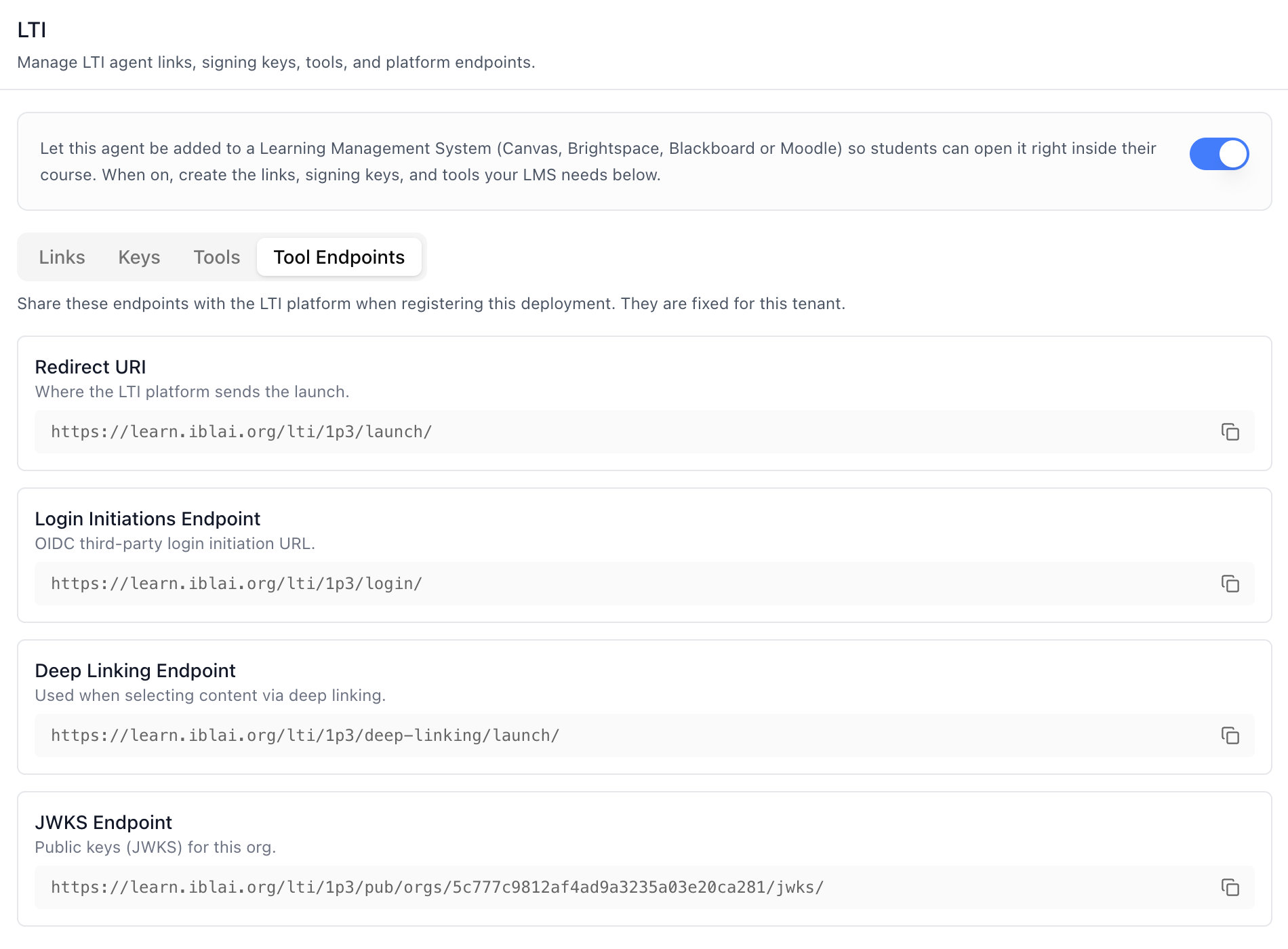 LTI Tab — Tool Endpoints