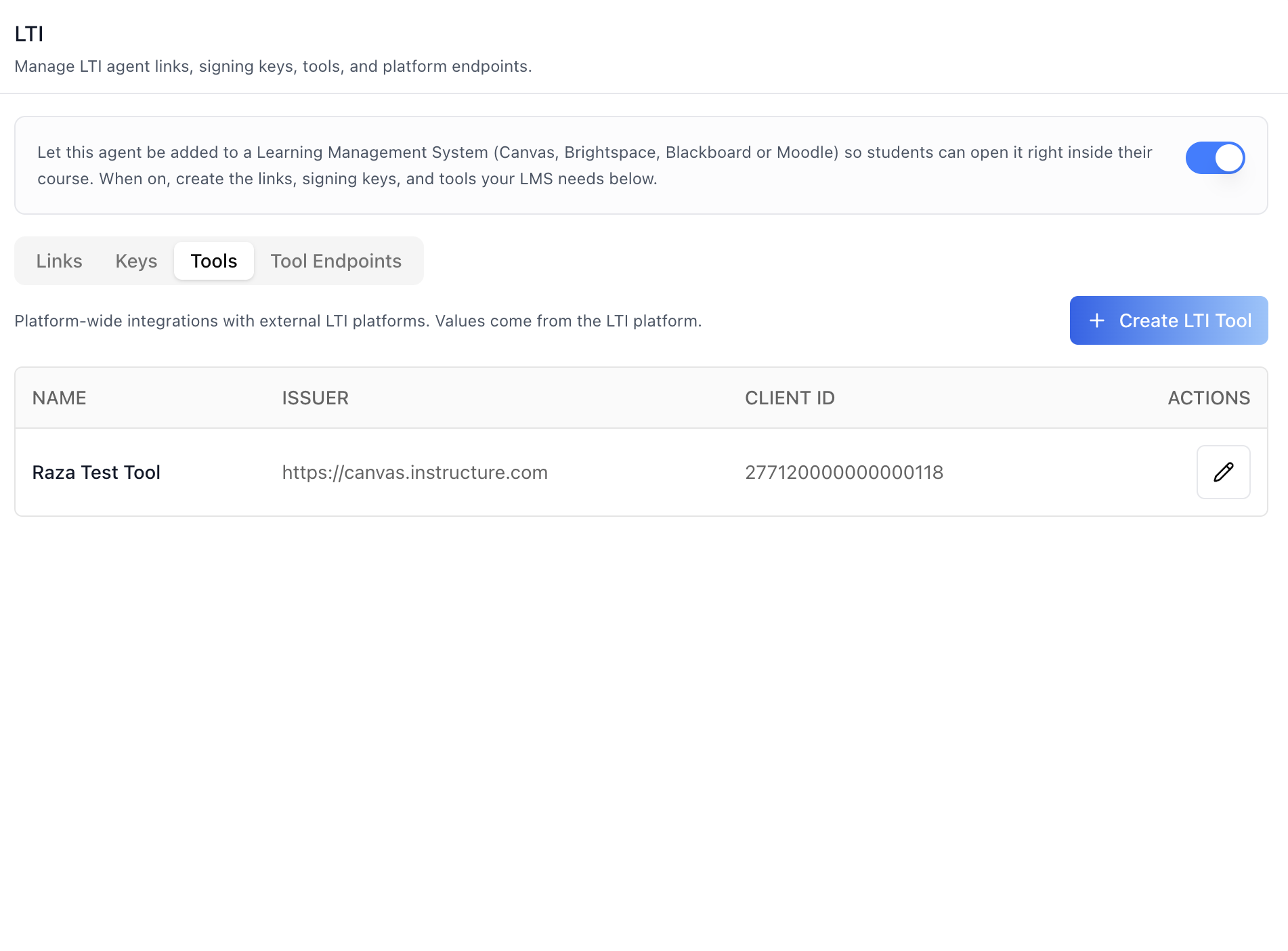 LTI Tab — Tools