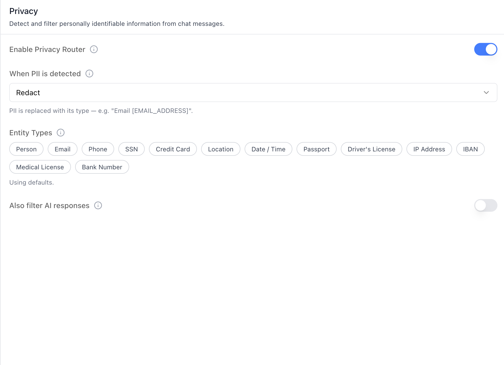 Privacy Tab — Redact Action