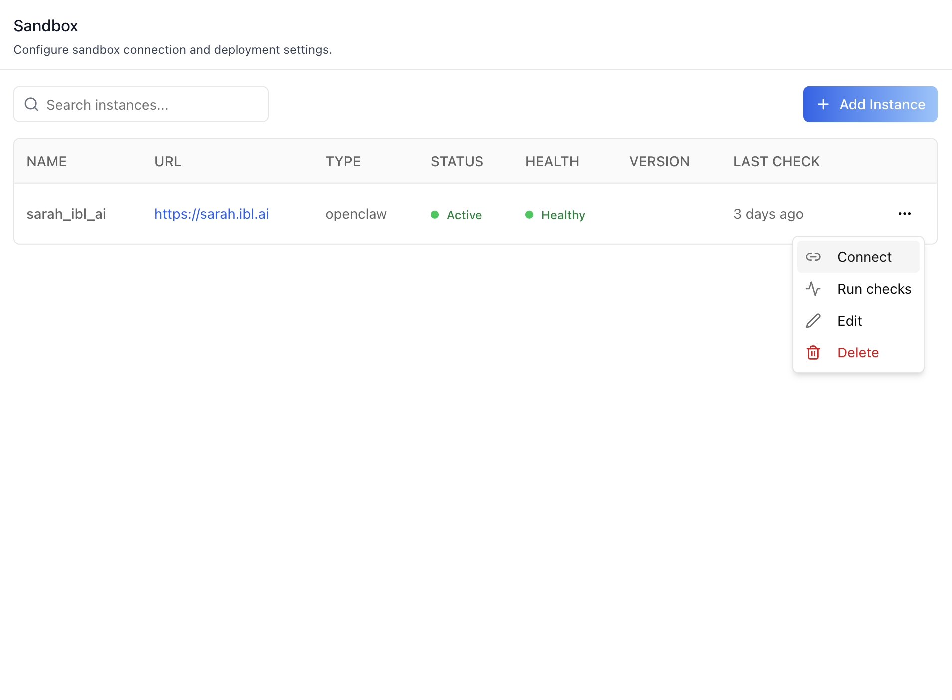 Sandbox — Per-row actions