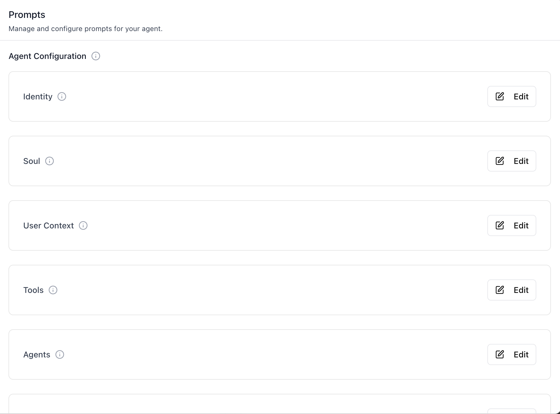 Sandbox — Prompts (Identity, Soul, User Context, Tools, Agents)