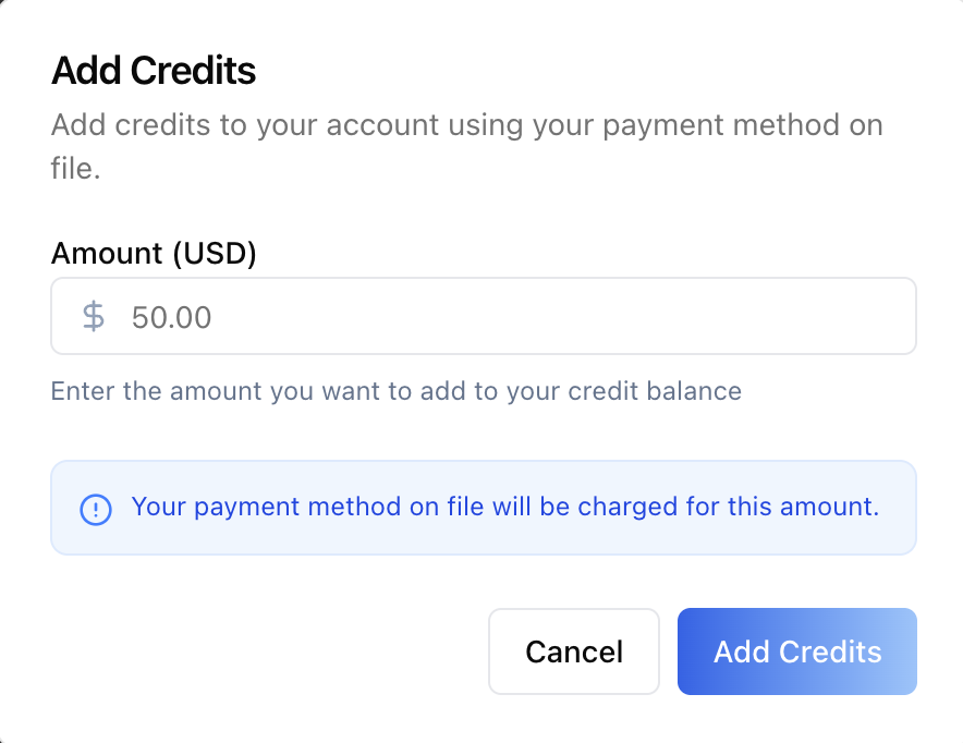 Add Credits Modal
