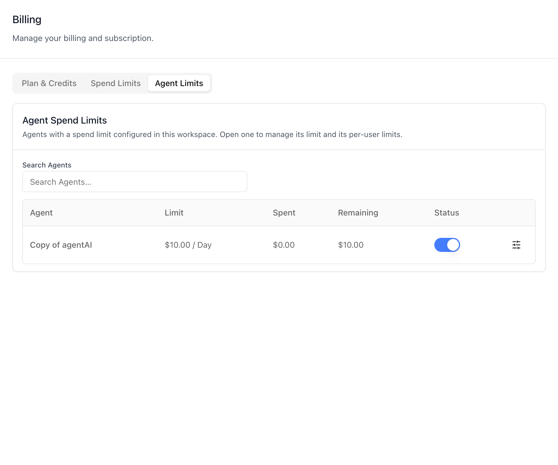 Billing — Agent Limits