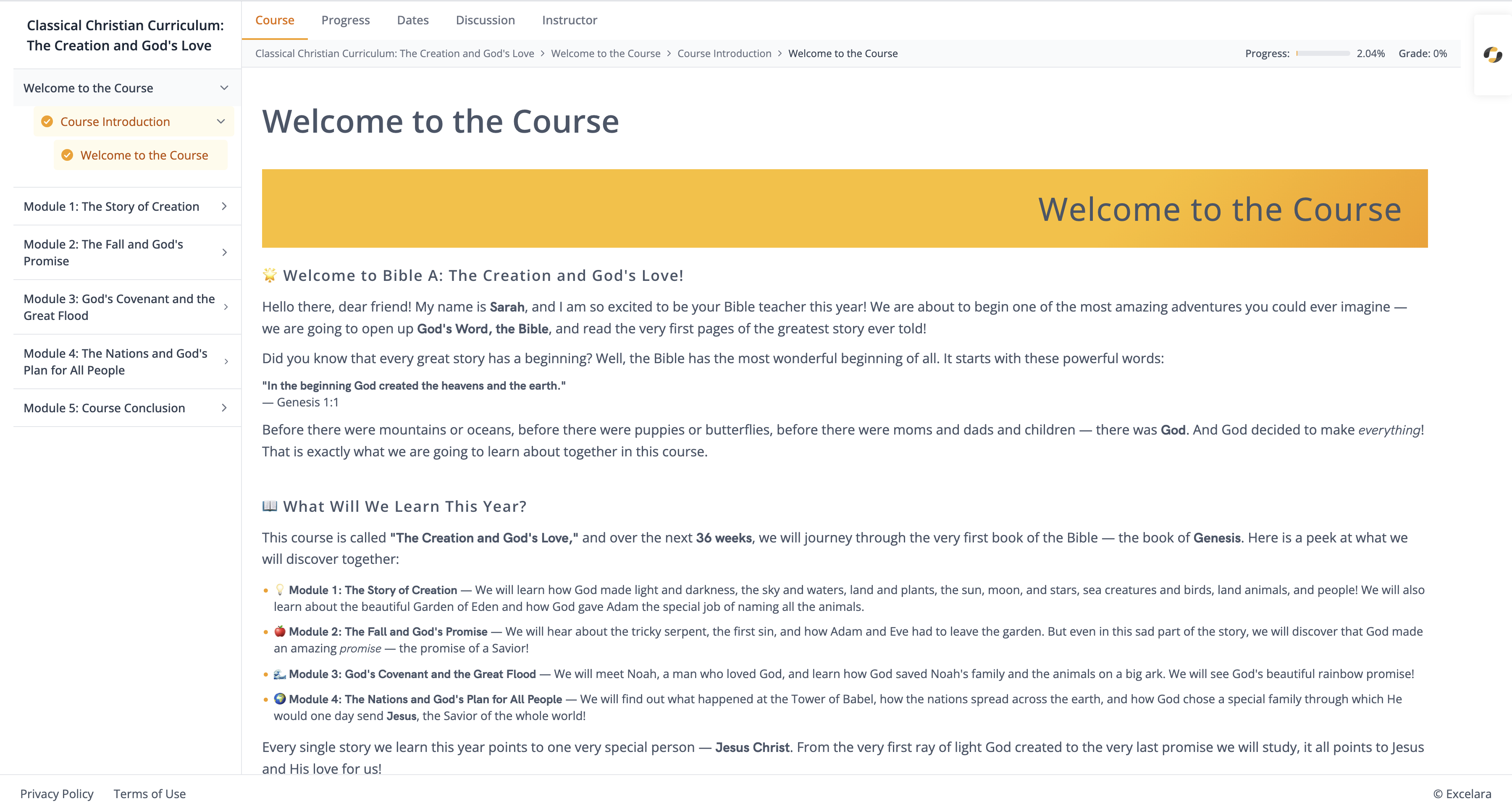 Course Content in User SPA