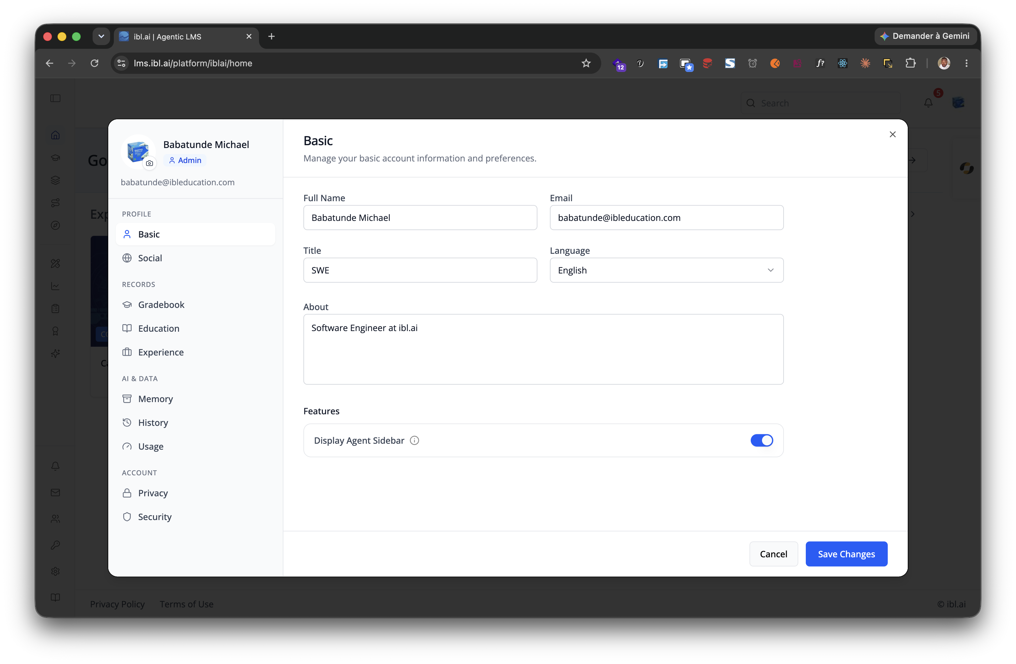 Profile Page