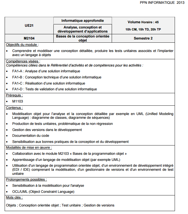 M2104 : Extrait PNN DUT Informatique