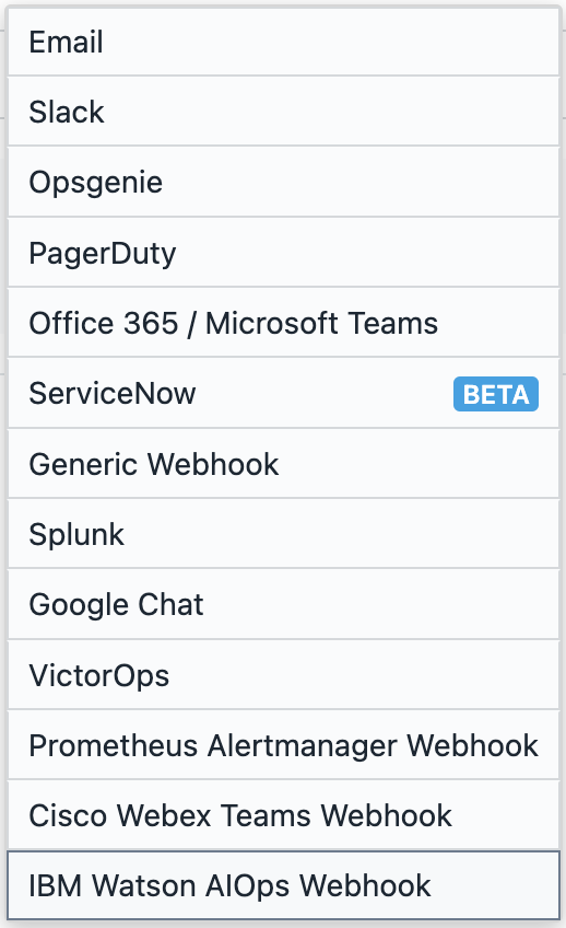 Instana supported alert channels