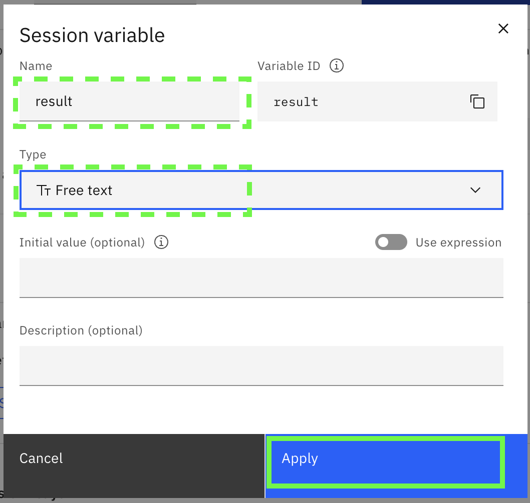 result variable