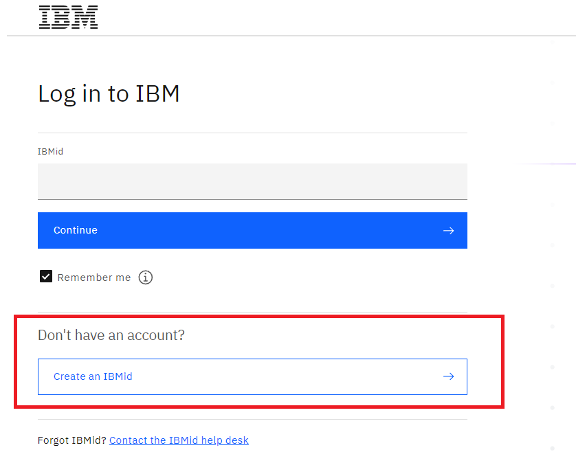 create ibm id