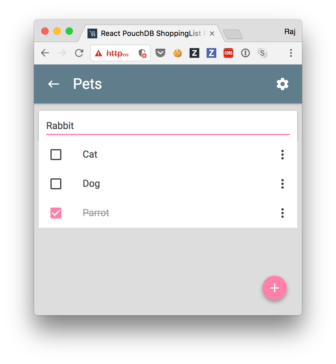 screenshot - adding items to a list