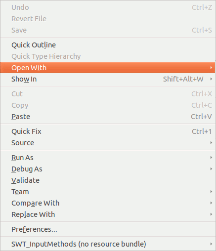 Eclipse XQuery Editor Context Menu 1