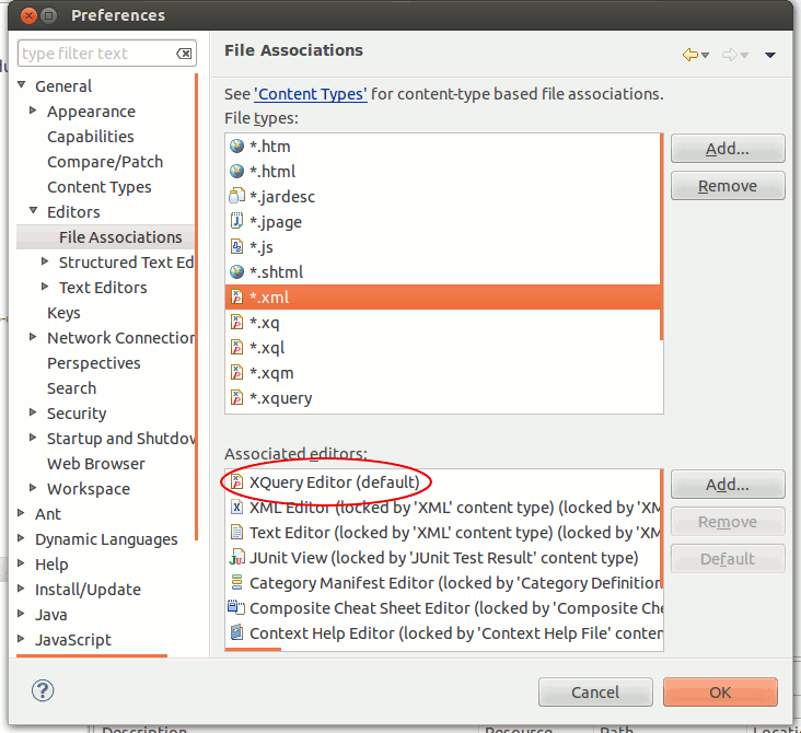 Eclipse XQuery Editor Dialog 2