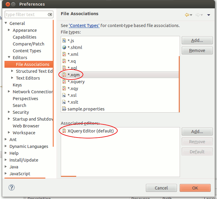 Eclipse XQuery Editor Dialog 3