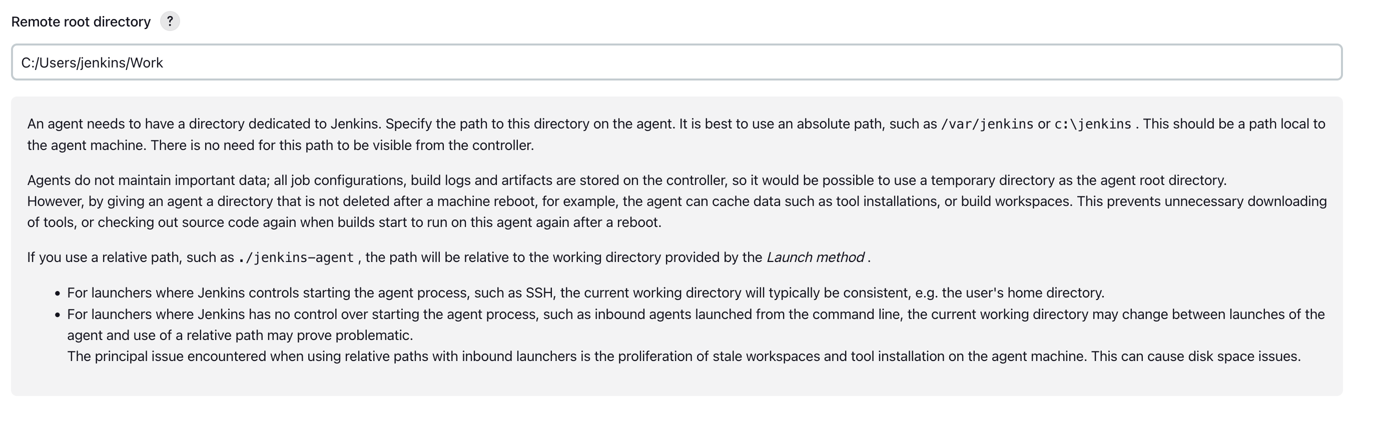 Remote root directory with a Windows agent