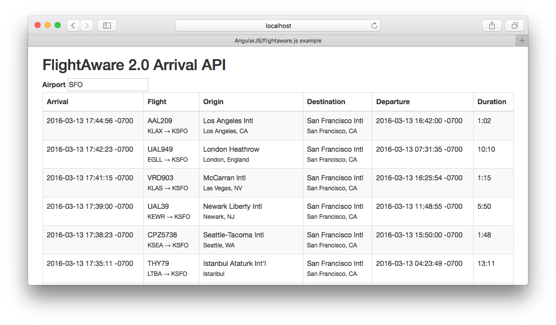 AngularJS/flightaware.js example screenshot