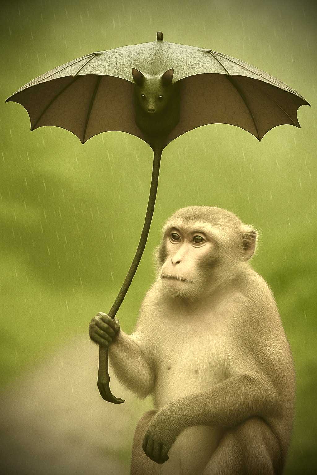 こうもり傘の持ち方イメージ