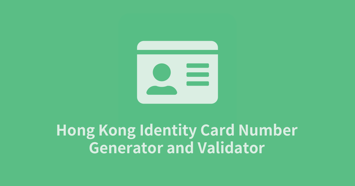 HKID Number Generator and Validator