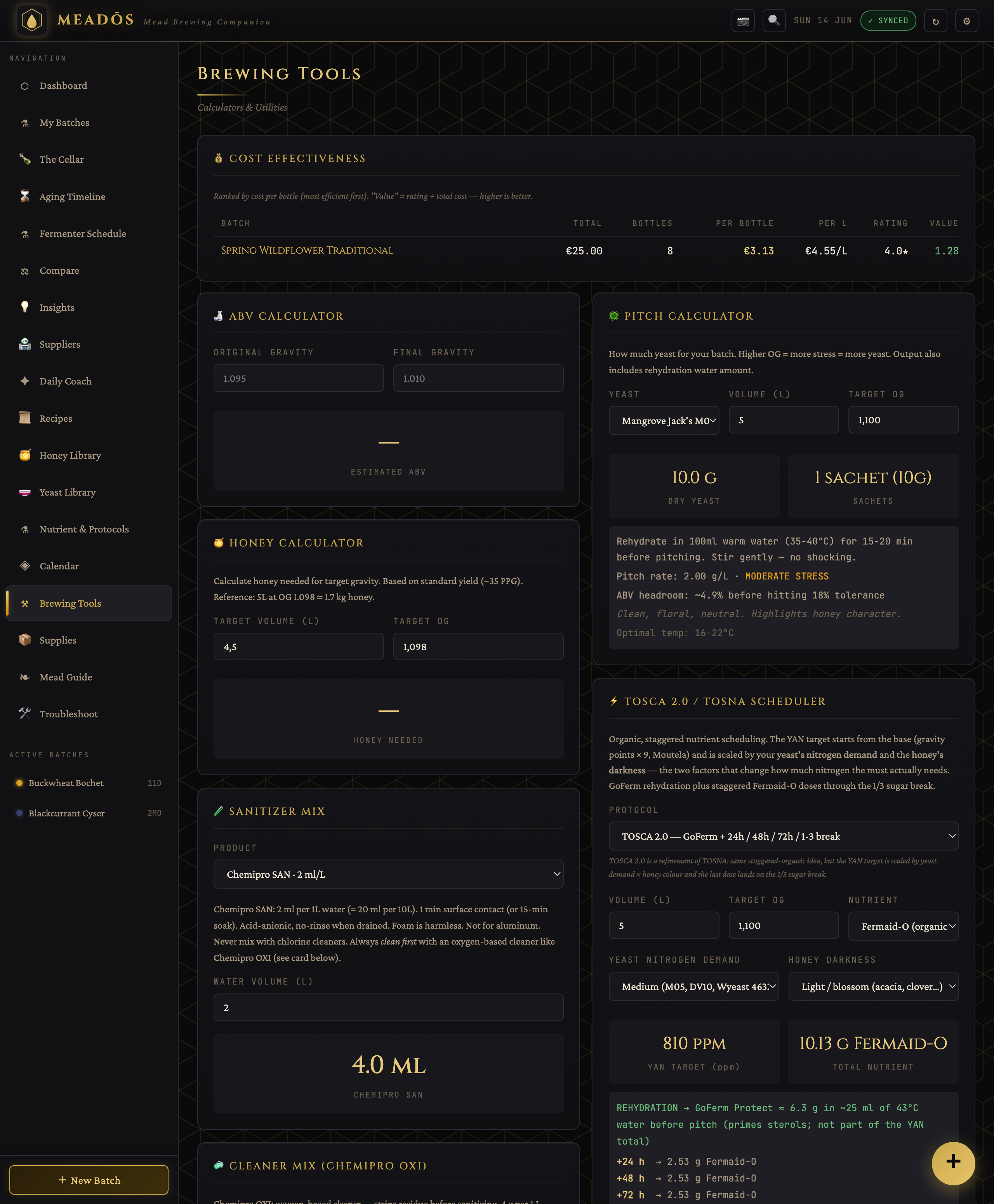 Brewing tools and calculators