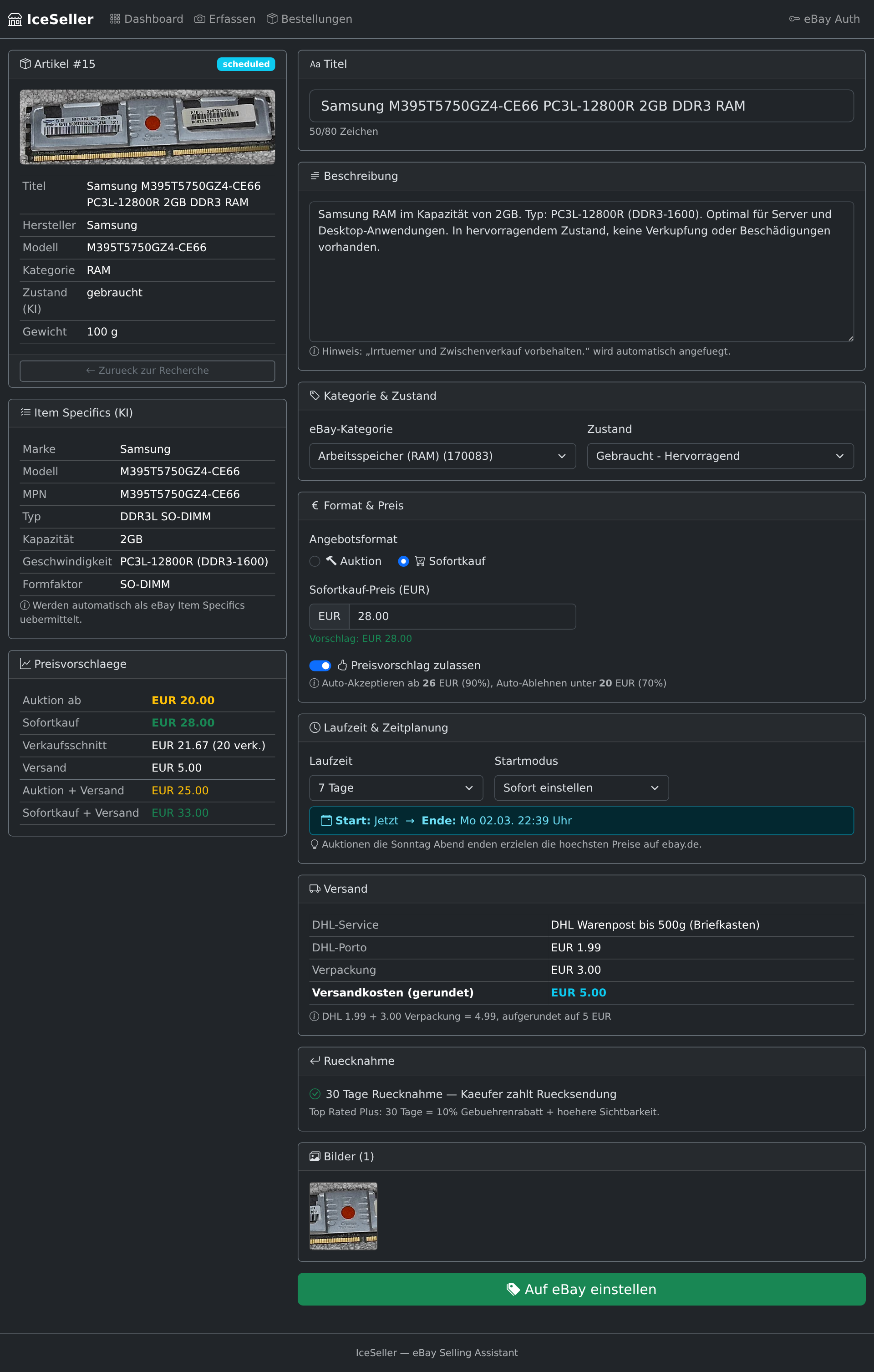 Listing erstellen