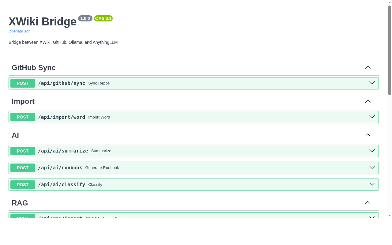 Bridge Swagger UI