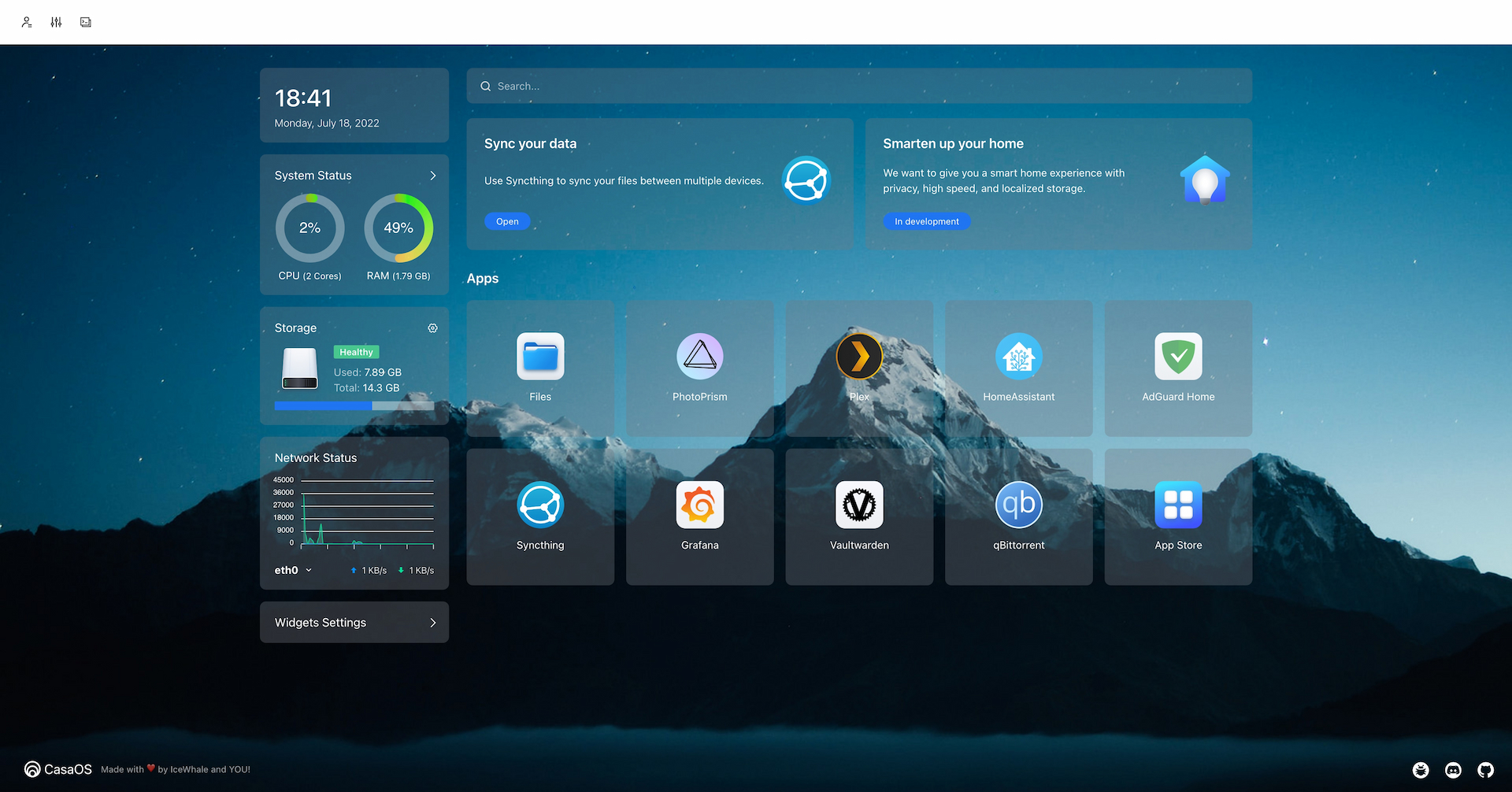 CasaOS UI Snapshot