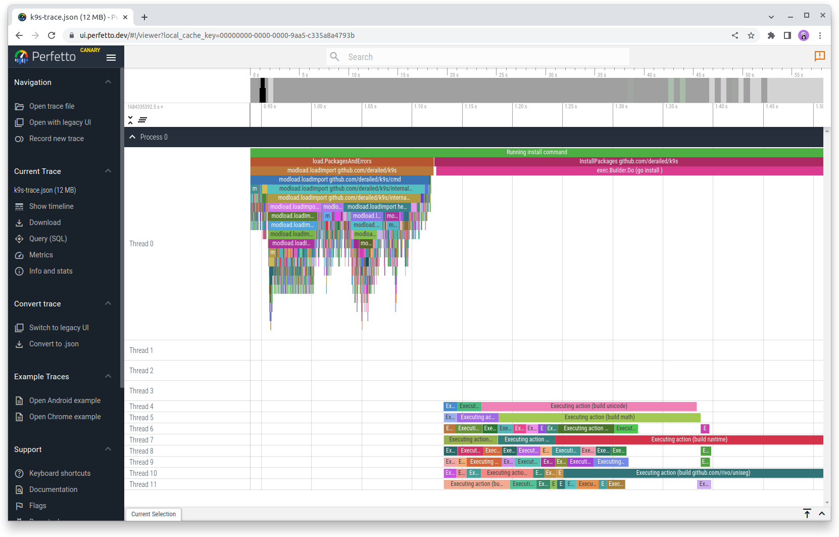 k9s-trace.json in perfetto