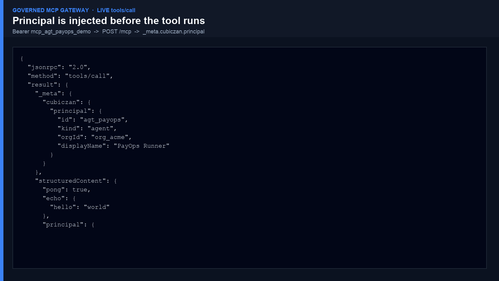 Principal injected on tools/call