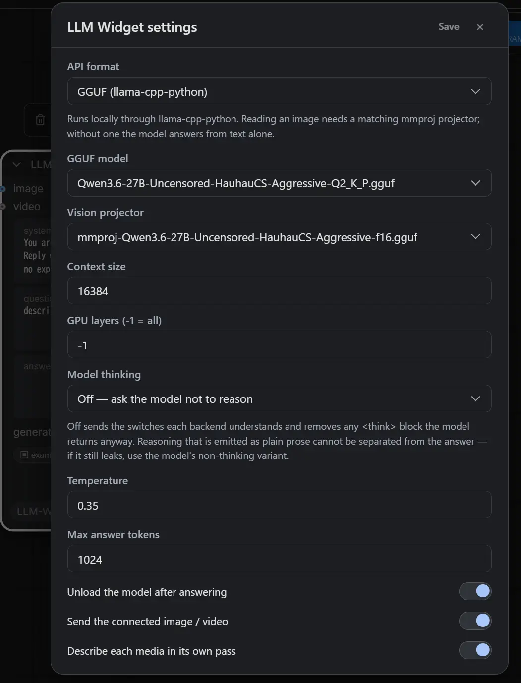 gguf settings