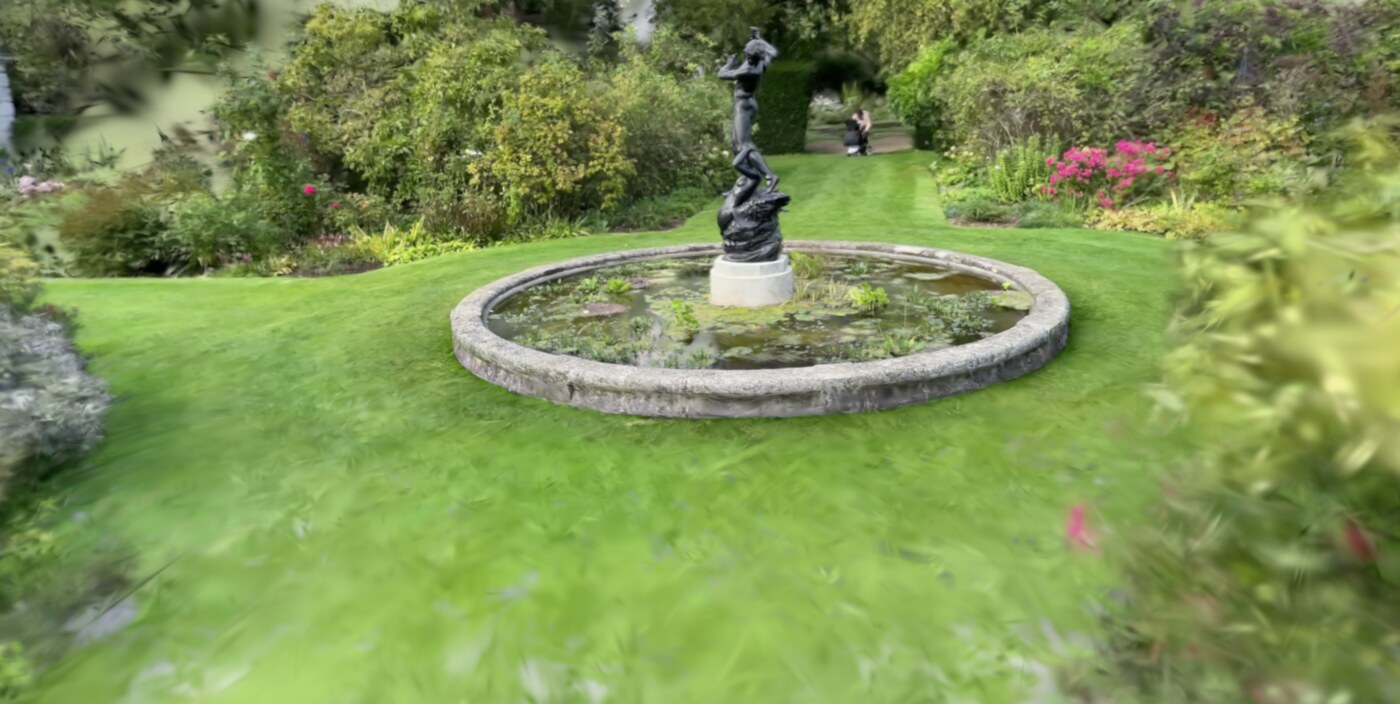 A garden captured on a phone and fitted as Gaussian splats. Credit: Óscar Mirás on Wikimedia Commons, CC BY-SA 4.0