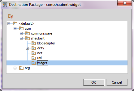 Package selection dialog