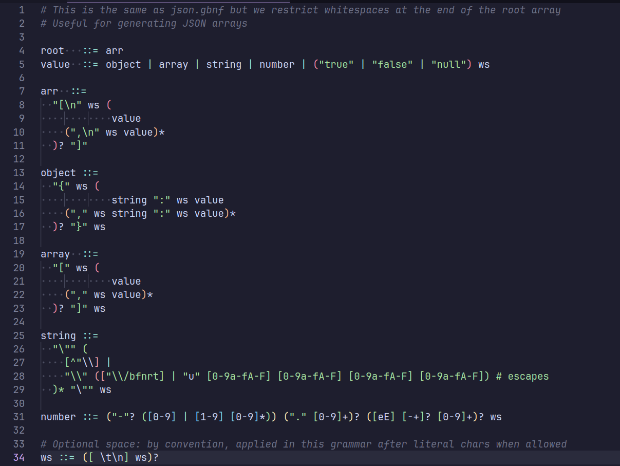 screen shot of code colored