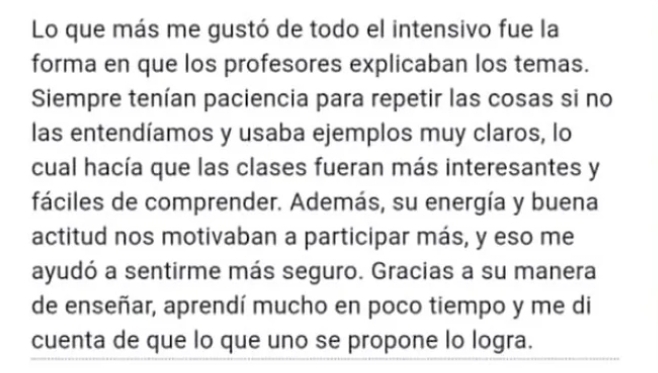 Testimonio estudiante Lumen Idiomas