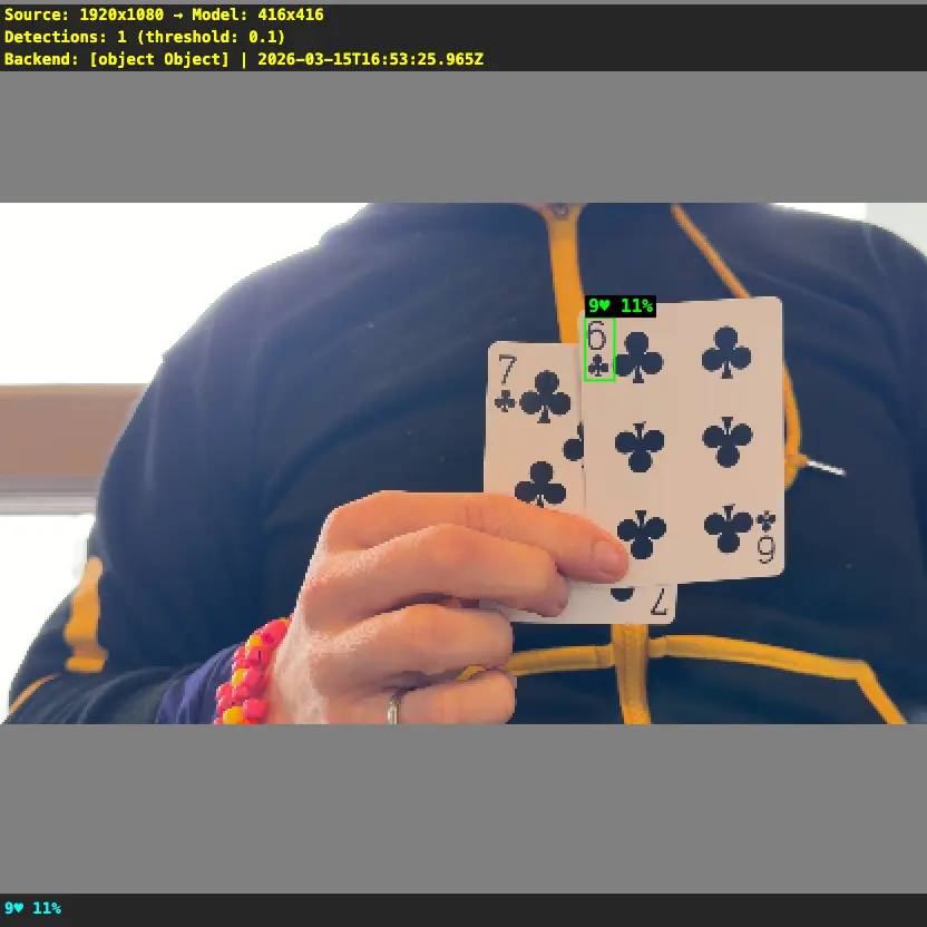 YOLO26n debug snapshot - one wrong detection at 11%
