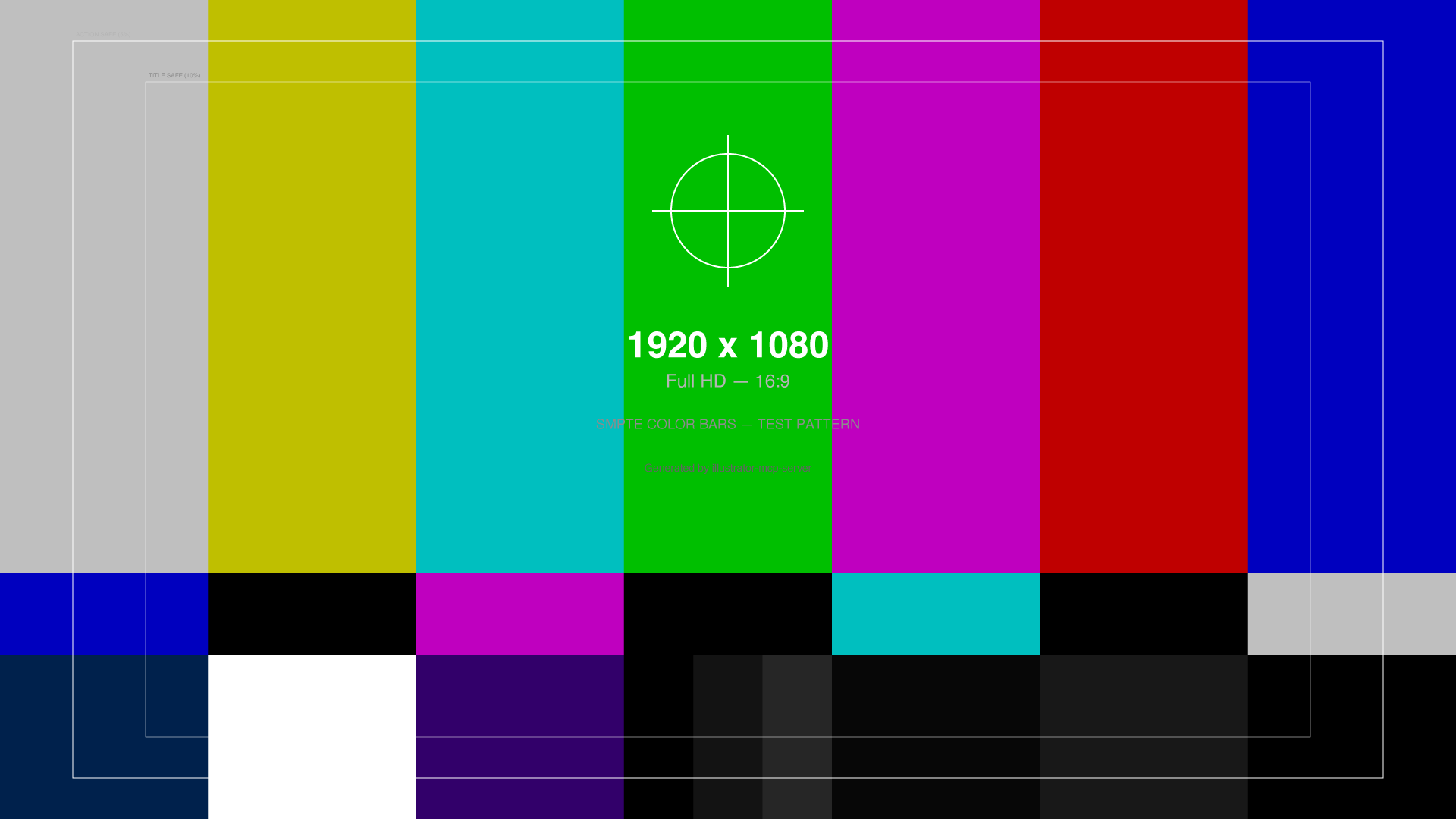 SMPTE color bar test pattern generated by Claude via illustrator-mcp-server