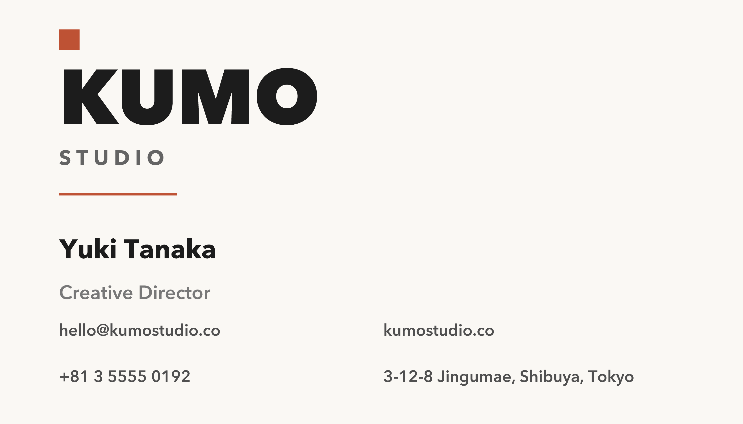 Business card — KUMO Studio
