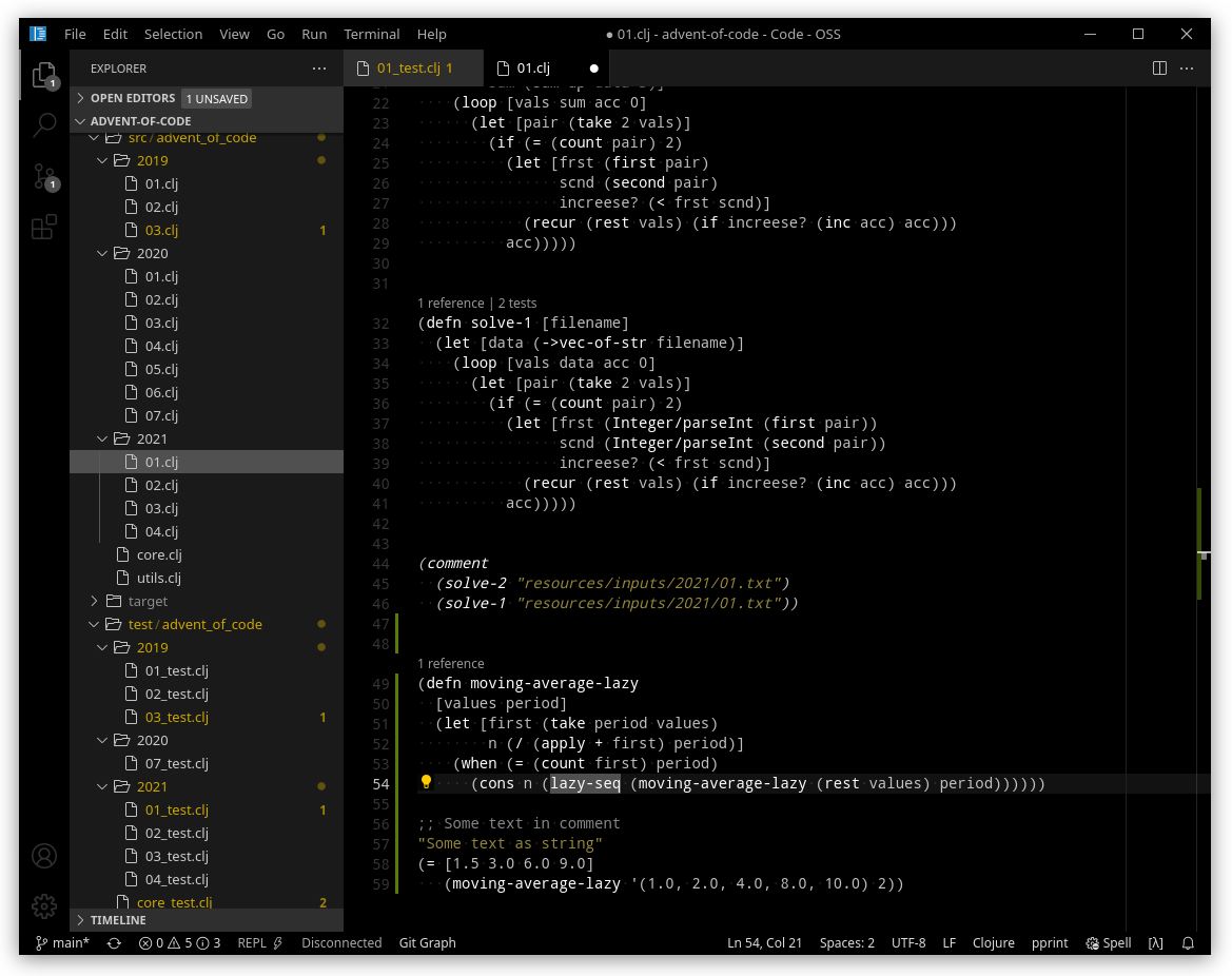 Clojure project dark screenshot