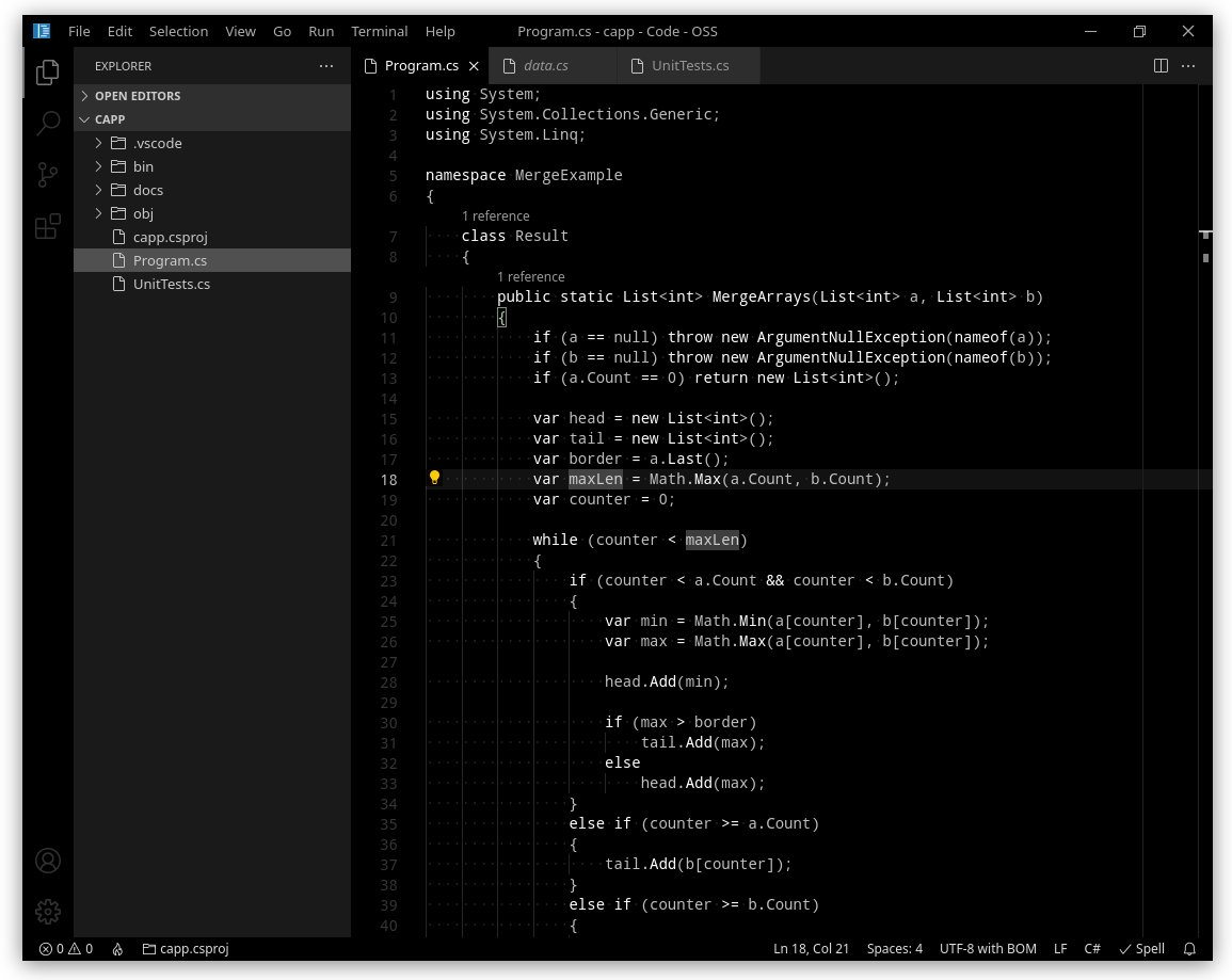 C# project dark screenshot