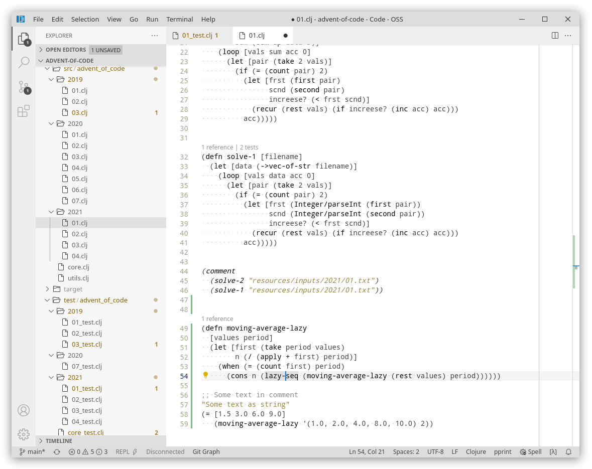 Clojure project light screenshot