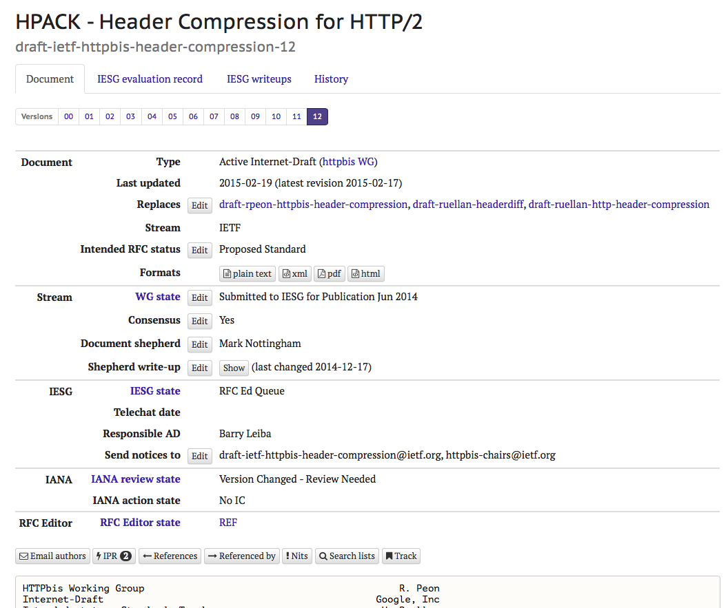 Datatracker UI Suggestions · Issue #1659 · Ietf-tools/datatracker · GitHub